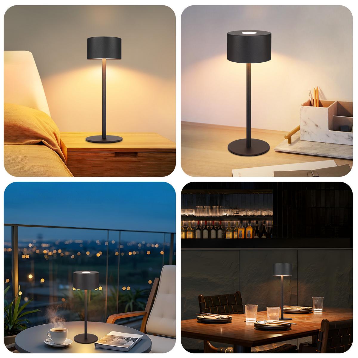 TISCHLAMPE Deltann 9/9/25 cm （2er-set） - Schwarz, Kunststoff/Metall (9/9/25cm) - ZMH