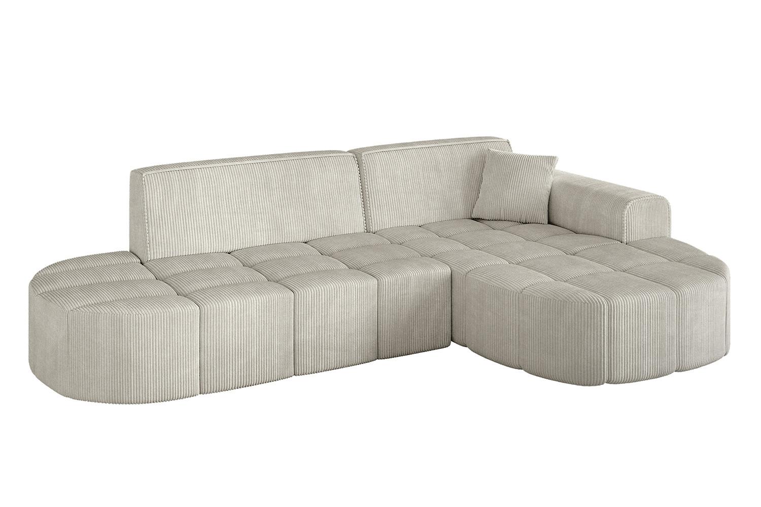 ECKSOFA Ottomane Rechts LIVO-L1 - 252x173x79,5 cm Creme - Hellgrau/Creme, Holzwerkstoff/Textil (252/173cm) - ALTDECOR