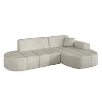 ECKSOFA Ottomane Rechts LIVO-L1 - 252x173x79,5 cm Creme - Hellgrau/Creme, Holzwerkstoff/Textil (252/173cm) - ALTDECOR