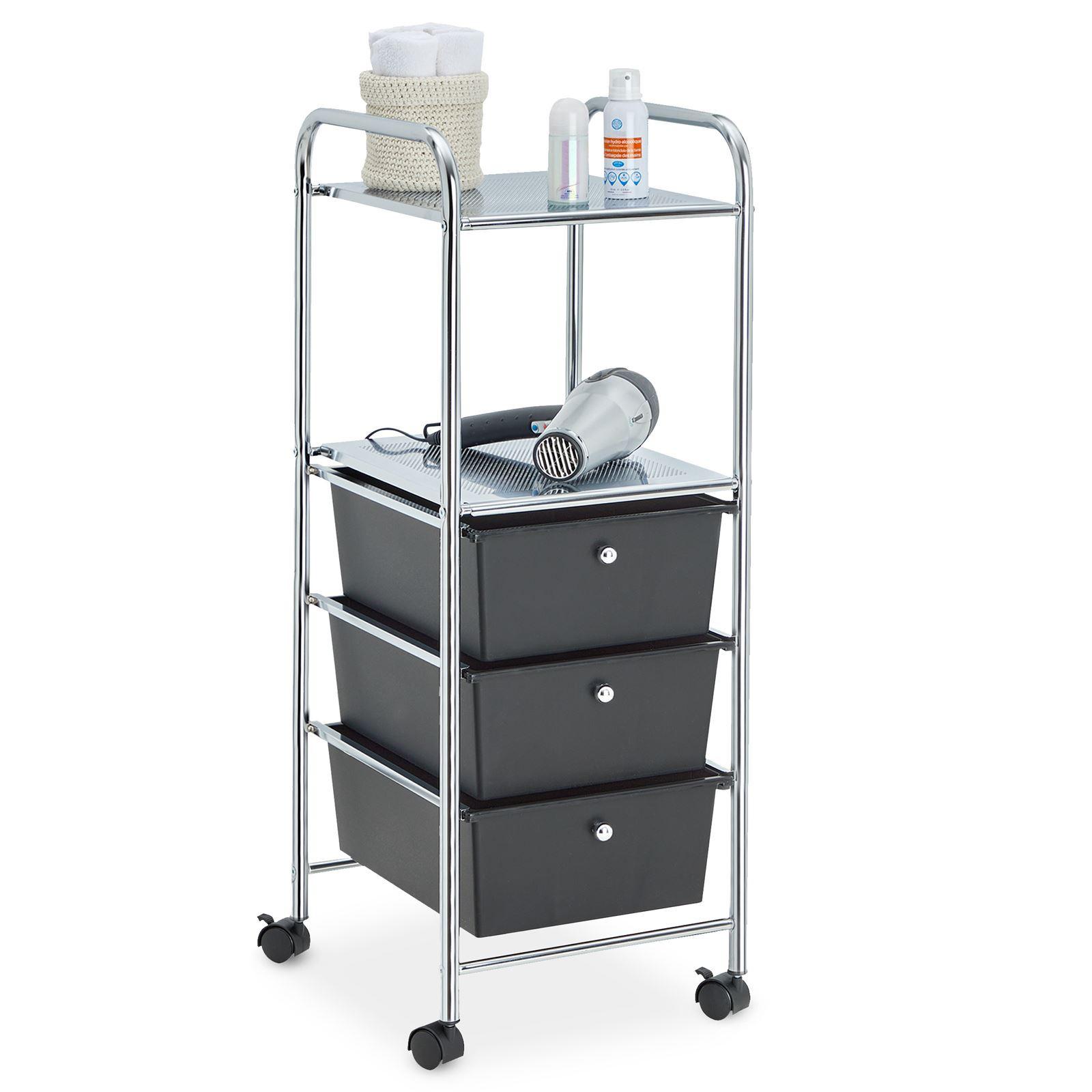 BADROLLWAGEN GINA schwarz - Schwarz, Kunststoff/Metall (33/92/40cm) - IDIMEX