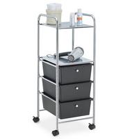 BADROLLWAGEN GINA schwarz - Schwarz, Kunststoff/Metall (33/92/40cm) - IDIMEX