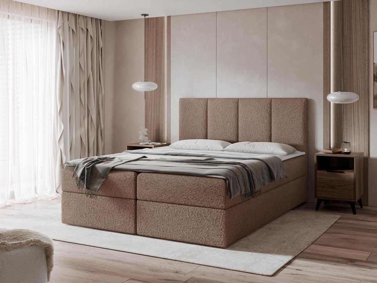 BOXBETT Rebos Boucle - H3 - Braun, Holz/Textil (160/200cm) - MIRJAN24