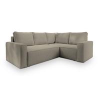 ECKSOFA ESTANO R-S Beige Kordstoff mit Schlaffunktion - Beige, Holz (230/158cm) - MASSENO