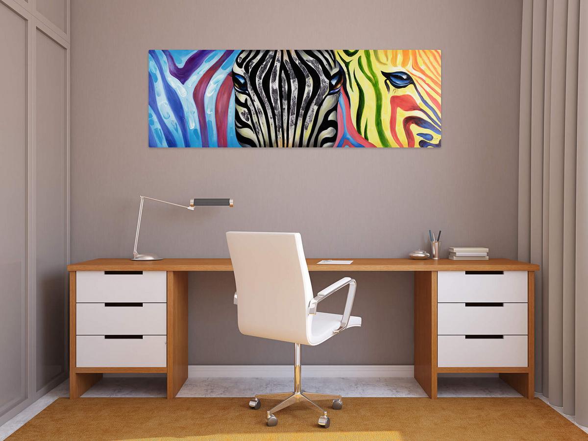 ACRYLBILD HANDGEMALT 150/50 cm - Pink/Gelb, Holz/Textil (150/50cm) - KUNSTLOFT