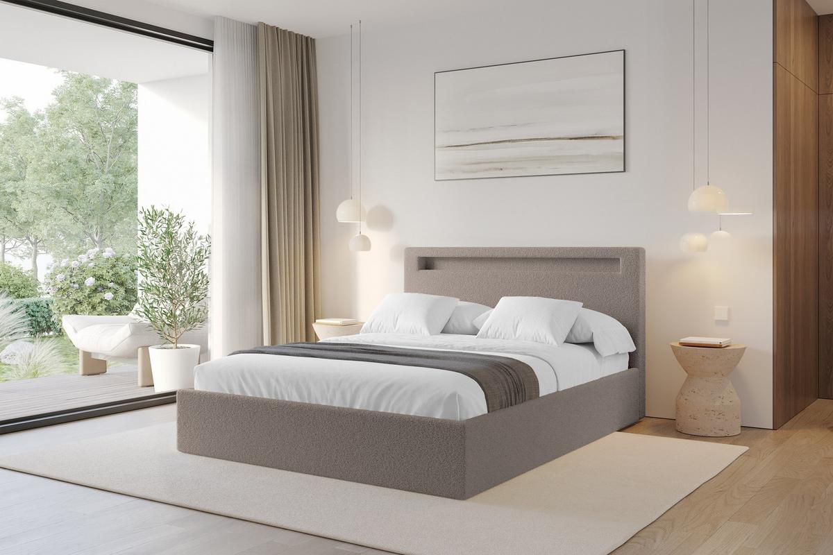 POLSTERBETT mit Bettkasten und Lattenrost, Bett mit Matratze H3/H4 - GOLA 180x200 Braun - Braun, Holzwerkstoff/Textil (180/200cm) - ALTDECOR