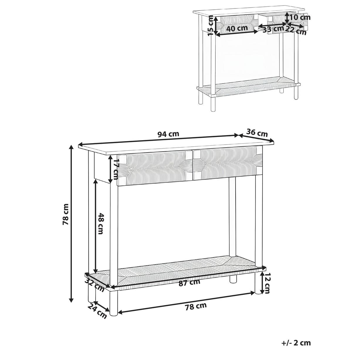 KONSOLENTISCH Hellbraun Bondi - Hellbraun, Holzwerkstoff (94/78/36cm) - Beliani