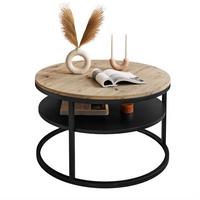 COUCHTISCH CIRI SLIM mit Regal Eichenholz Artisan - Schwarz, Holzwerkstoff (60/60/42cm) - Lookway