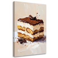 LEINWANDBILD Tiramisu Kuchen 80x120cm - Beige, Textil (80/120cm) - Feeby