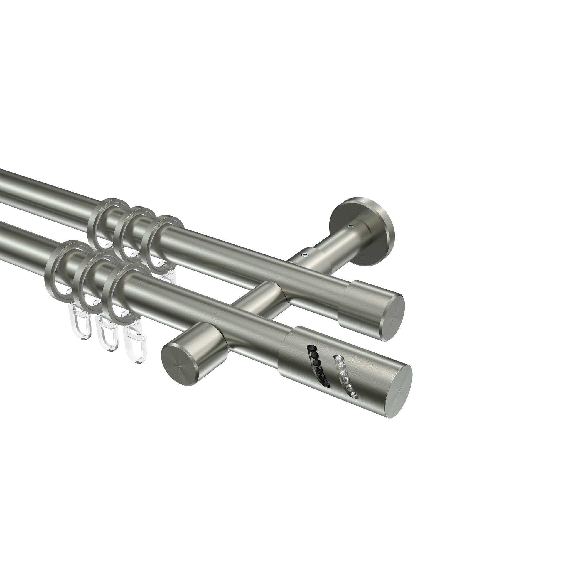 GARDINENSTANGE Prestige Zoena 480 cm (geteilt in 3 x 160 cm), 2-läufig, 20 mm Ø Edelstahl-Optik - Edelstahlfarben, Metall (480cm) - INTERDECO