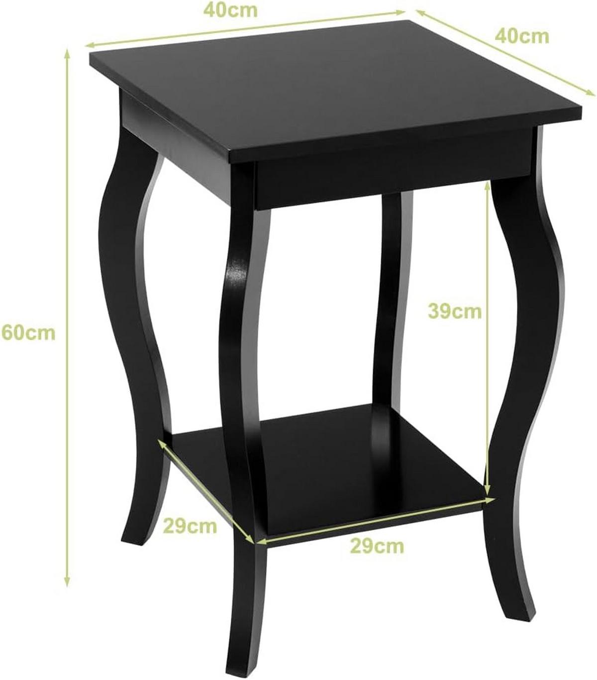 NACHTTISCH 60cm Schwarz(2er-Set) - Schwarz, Holz (40/40/60cm) - COSTWAY