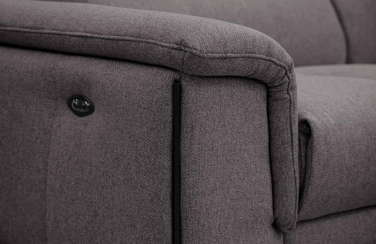 RELAXSOFA MATERA 3-Sitzer mit 2 Relaxfunktionen, graphitfarben - Graphitfarben/Schwarz, Holzwerkstoff/Textil (212/82/103cm) - Wozimo