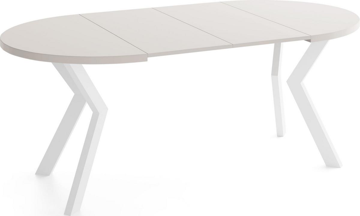 ESSTISCH Savio Weiß rund ausziehbar verlängerbar, Kaschmir 90-190/90/77 cm - Kaschmir/Beige, Holz/Holzwerkstoff (90/190/77cm) - WFL GROUP