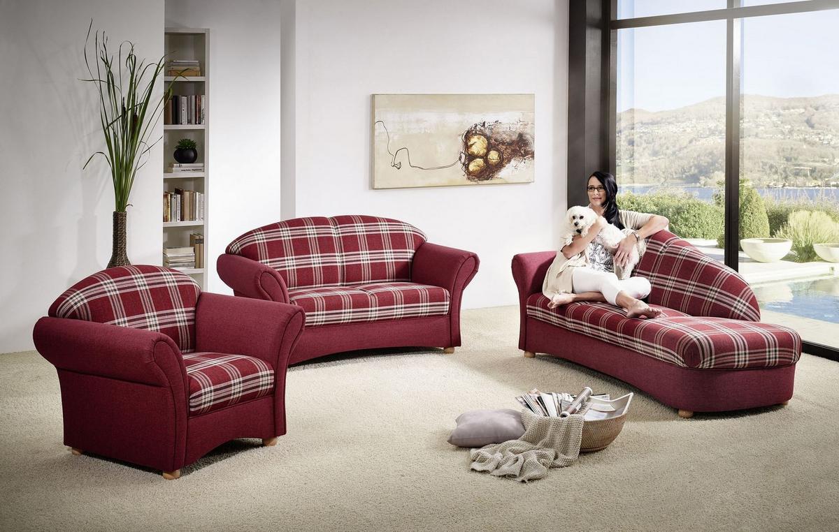 SOFA 2-Sitzer Kama Bezug Flachgewebe Buche natur / rot - Rot, Kunststoff (151/85/81cm) - 58aufmkessel