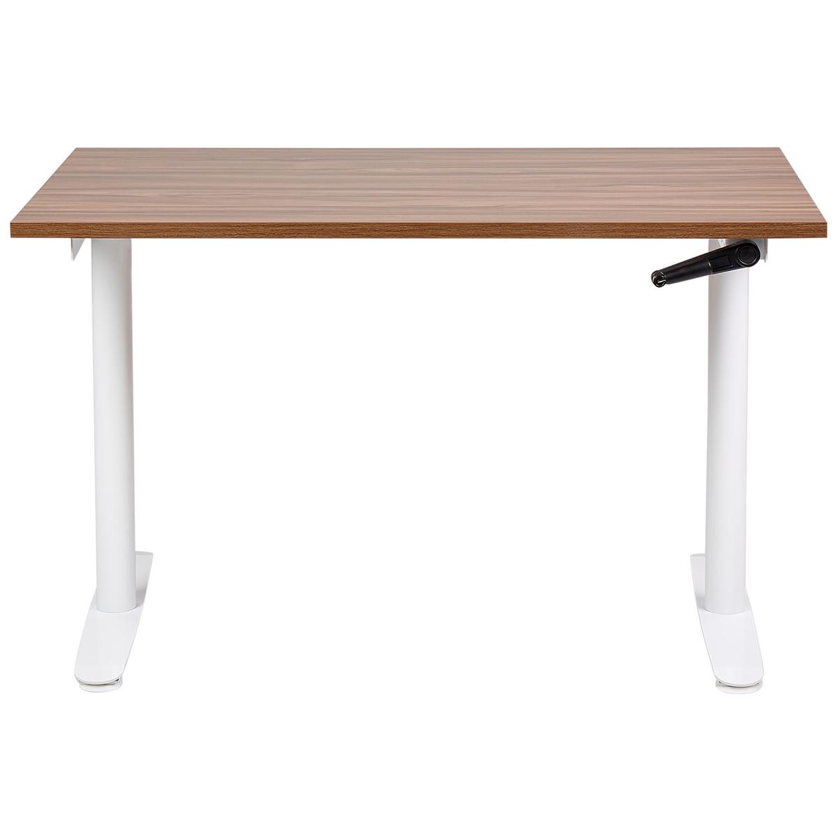 SCHREIBTISCH braunweiß 120/72 cm manuell höhenverstellbar Destin IV - Dunkelbraun/Weiß, Holz (72/120/74cm) - Beliani