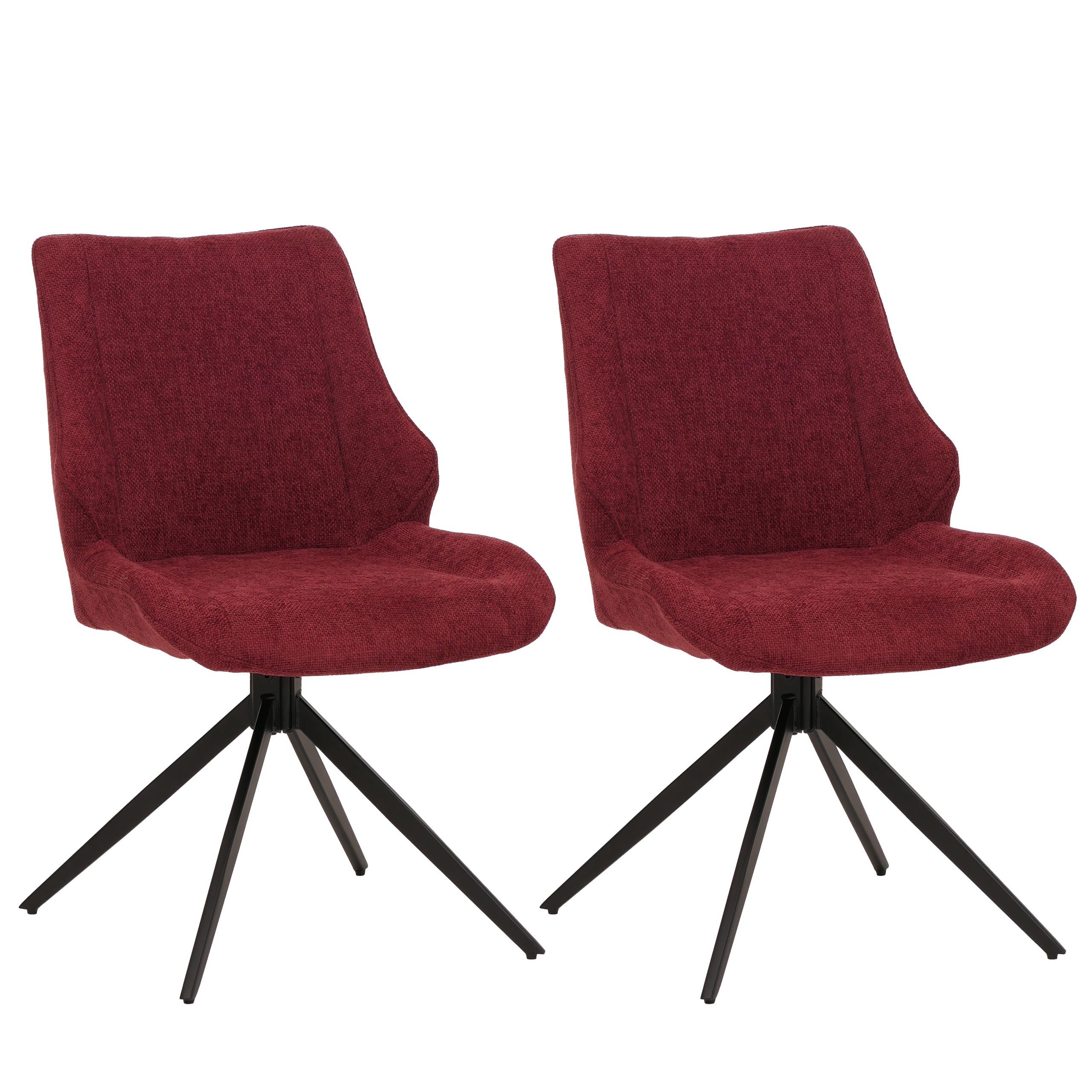 ESSZIMMERSTUHL Schwarz, Bordeaux 2er-Set - Bordeaux/Schwarz, Textil (55/88/62cm) - MCW