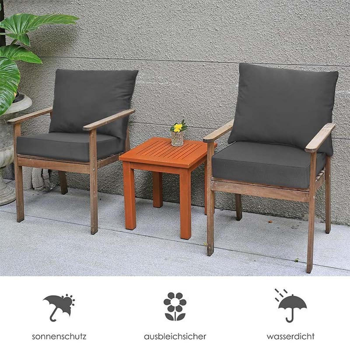 GARTENMOBELSITZKISSEN mit Sitzkissen und Rückenkissen Grau - Grau, Textil (60/55/60cm) - COSTWAY