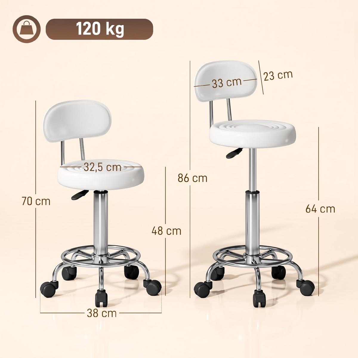 ROLLHOCKER Polyester Stahl Weiß - Silberfarben/Weiß, Kunststoff/Metall (32/86/40cm) - HOMCOM