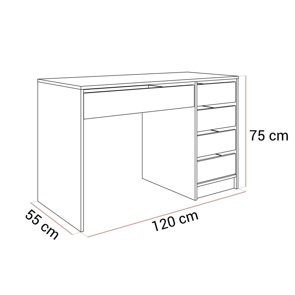 SCHREIBTISCH MADA MAT mit Schubladen - Anthrazit, Holzwerkstoff (55/120/75cm) - Lookway