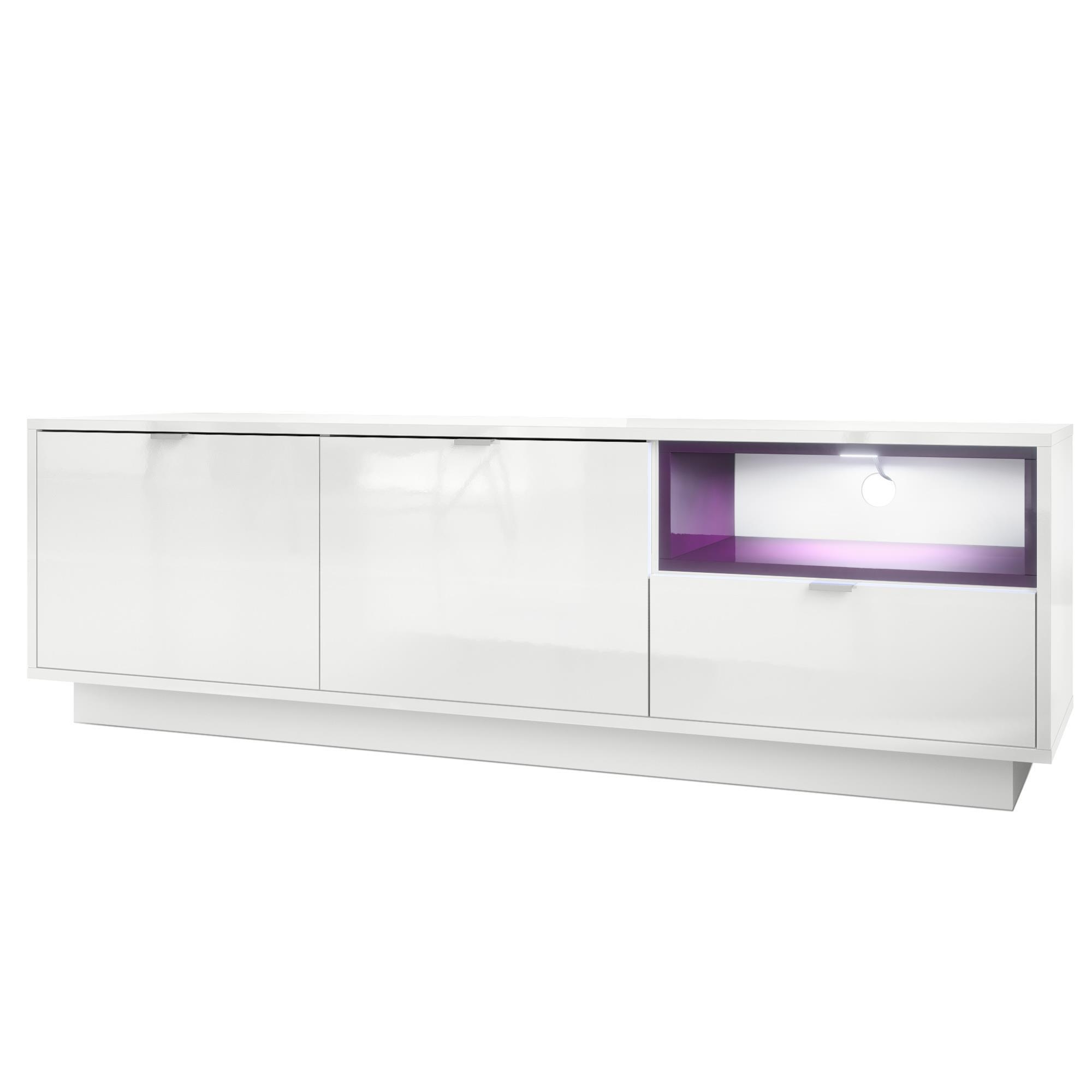 LOWBOARD Metro Einsatz in Brombeer Hochglanz - Brombeere, Holzwerkstoff (153/48/37cm) - Vladon