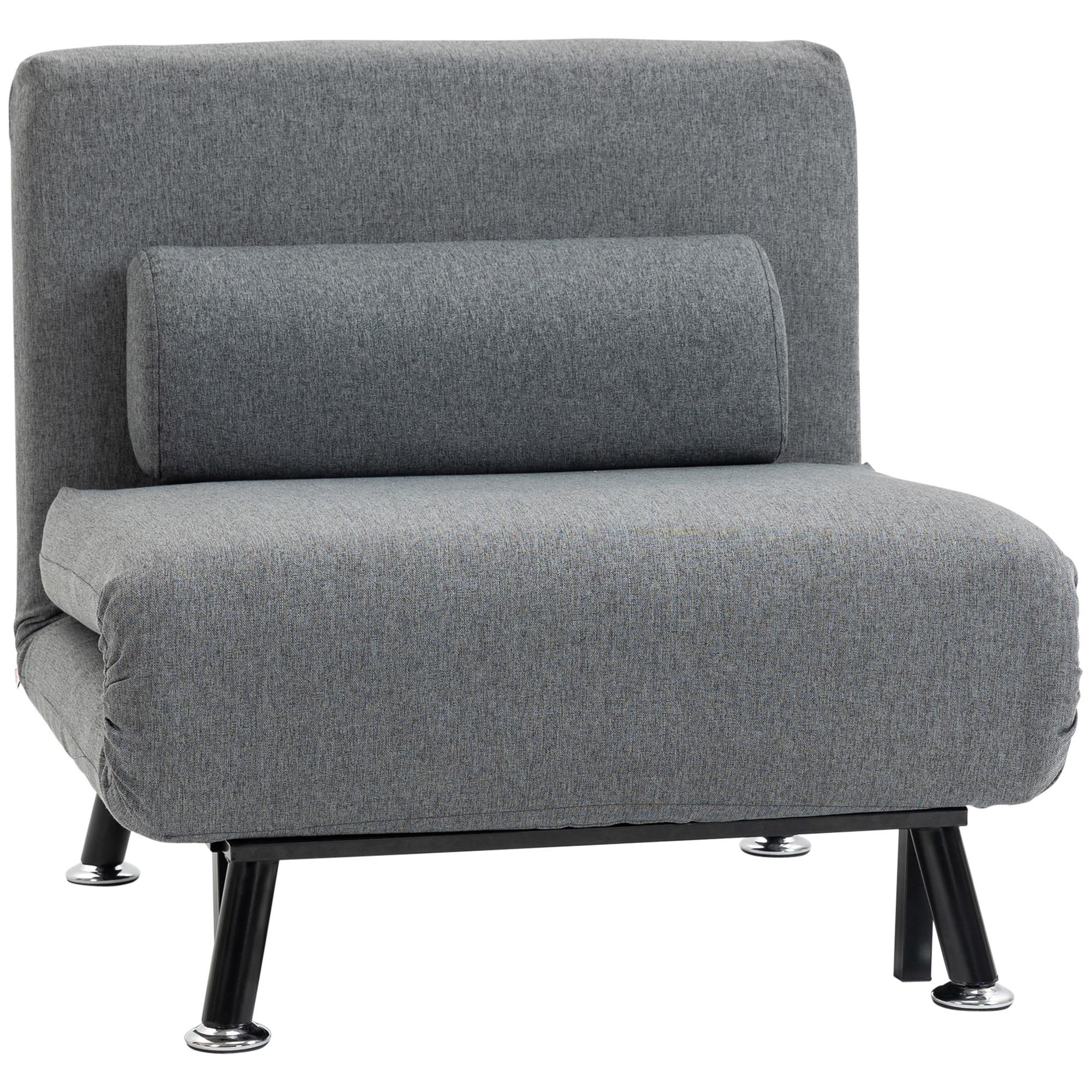 SCHLAFSESSEL Klappsessel mit Bettfunktion Schlafsofa mit Verstellbar Rückenlehne - Dunkelgrau/Anthrazit, Textil/Metall (70/75/75cm) - HOMCOM