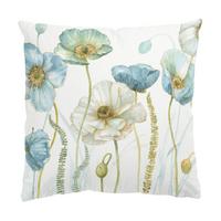 DEKOKISSEN Blüten in Gold und Blau 50/50 cm - Blau, Textil (50/50/10cm) - Bilderwelten