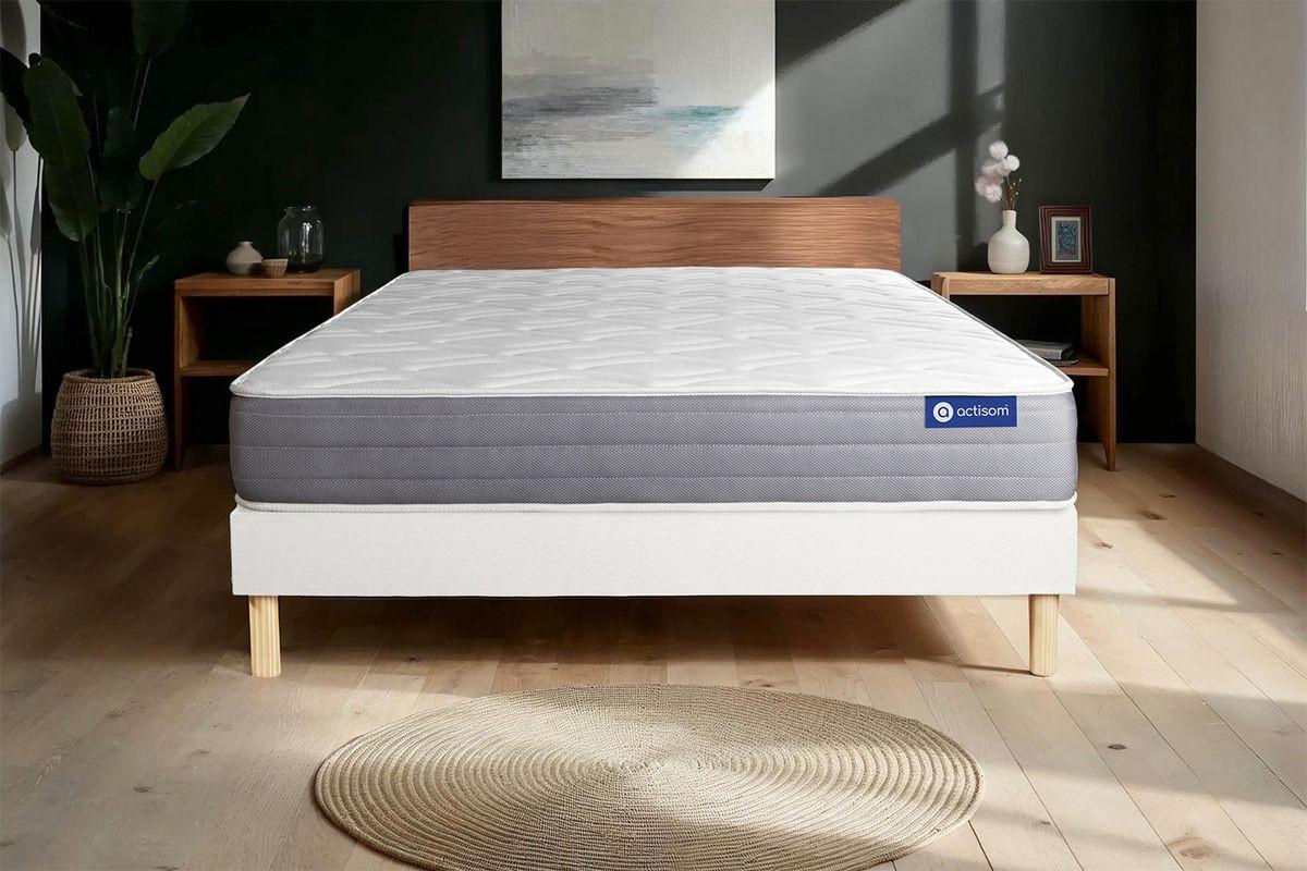 BETT Actiflex dream Taschenfederkern und Memory-Schaum 80 x 200 cm h1 - Kit Bettgestell Weiß - Beige/Weiß, Karton/Holz (80/200cm) - ACTISOM