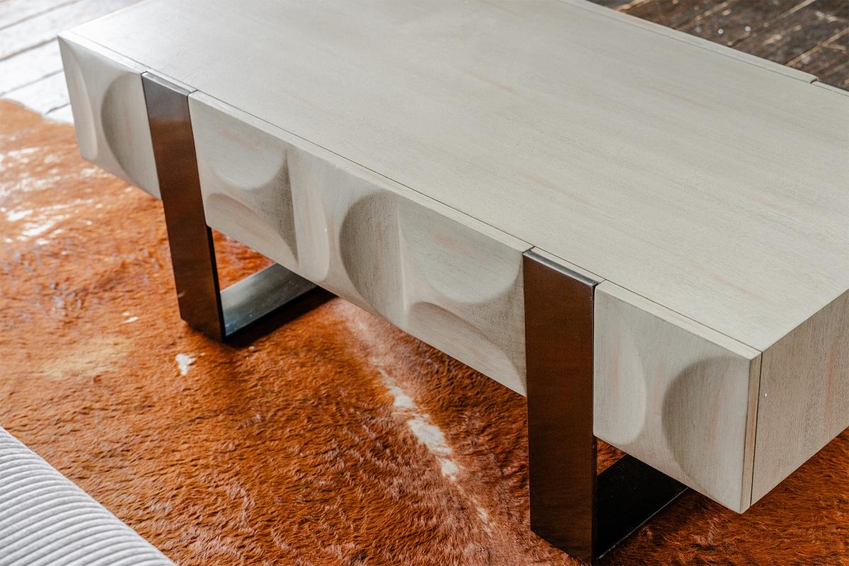 LOWBOARD MARGO Grau Metall, Holz - Grau, Metall (120/40/60cm) - KAWOLA