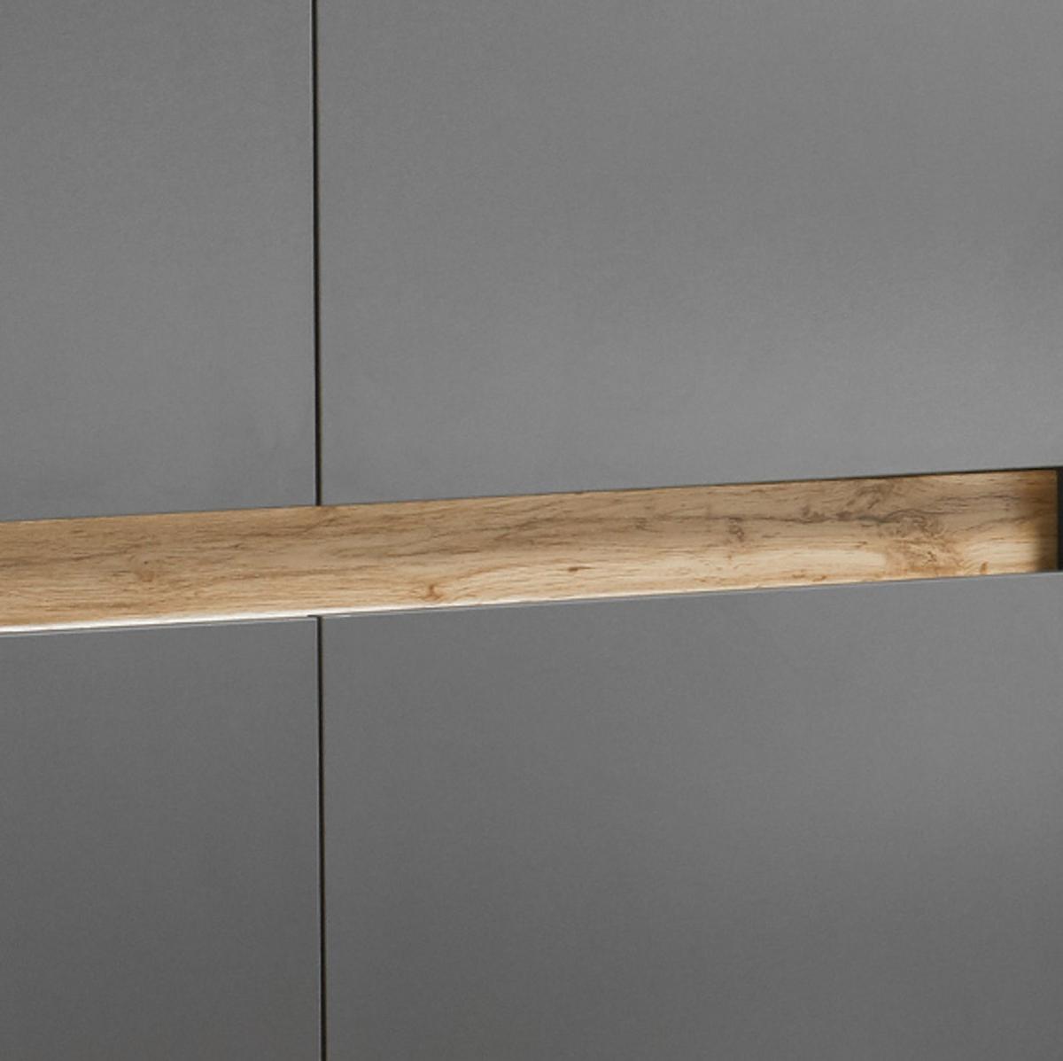 AKTENSCHRANK grau matt, Eiche Wotan 100 x 122 cm, Highboard 4-türig mit viel Stauraum - Eiche Wotan/Schwarz, Holzwerkstoff/Kunststoff (100/122/40cm) - Furn.Design
