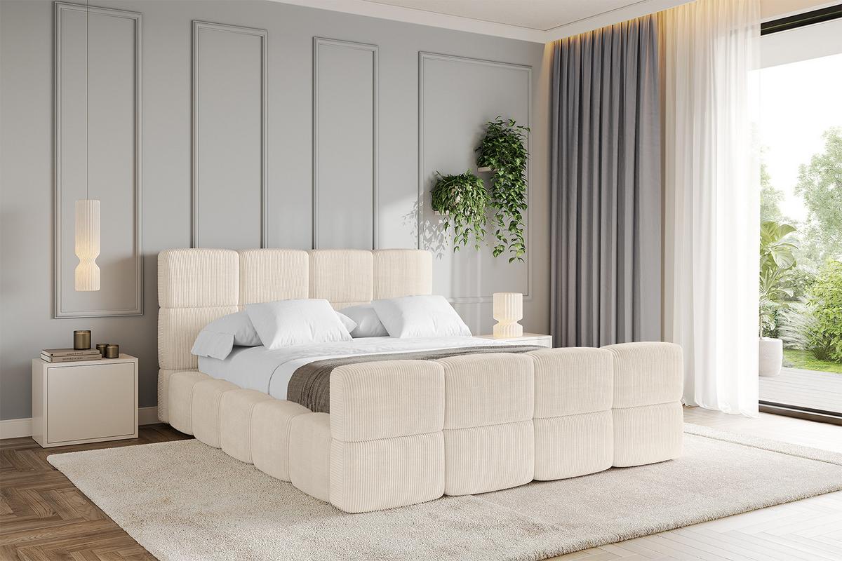 POLSTERBETT mit Bettkasten und Lattenrost, Bett mit Kopfteil, Boxbett ohne Matratze, Doppelbett mit Stauraum - NATA-Z 180x200 Beige - Schieferfarben, Holzwerkstoff/Textil (180/200cm) - ALTDECOR