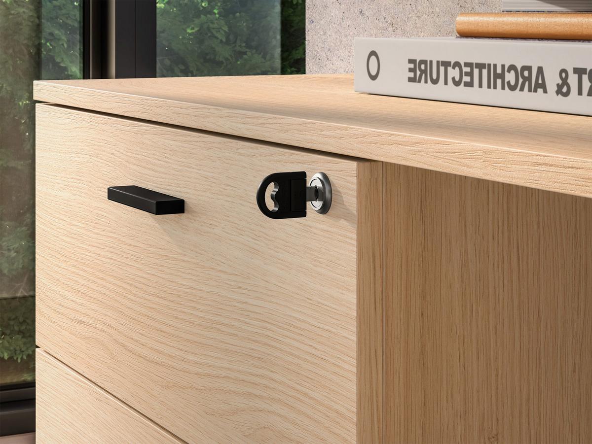 ECKSCHREIBTISCH Odelis mit 3 Schubladen 167 cm - Beige/Schwarz, Holzwerkstoff/Metall (138/167.9/76.6cm) - Selsey