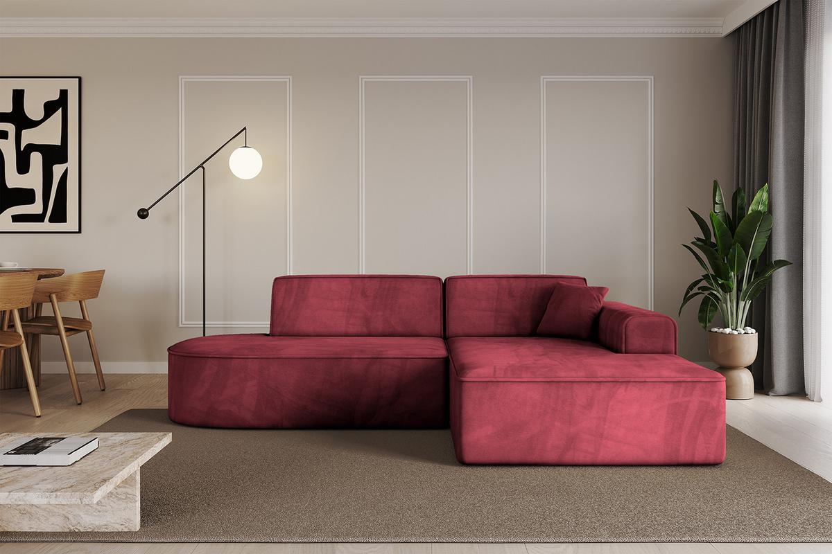 ECKSOFA Ottomane Rechts IREA-L1-v3 - 232x165x77 cm Bordeauxrot - Bordeaux, Holzwerkstoff/Textil (232/165cm) - ALTDECOR