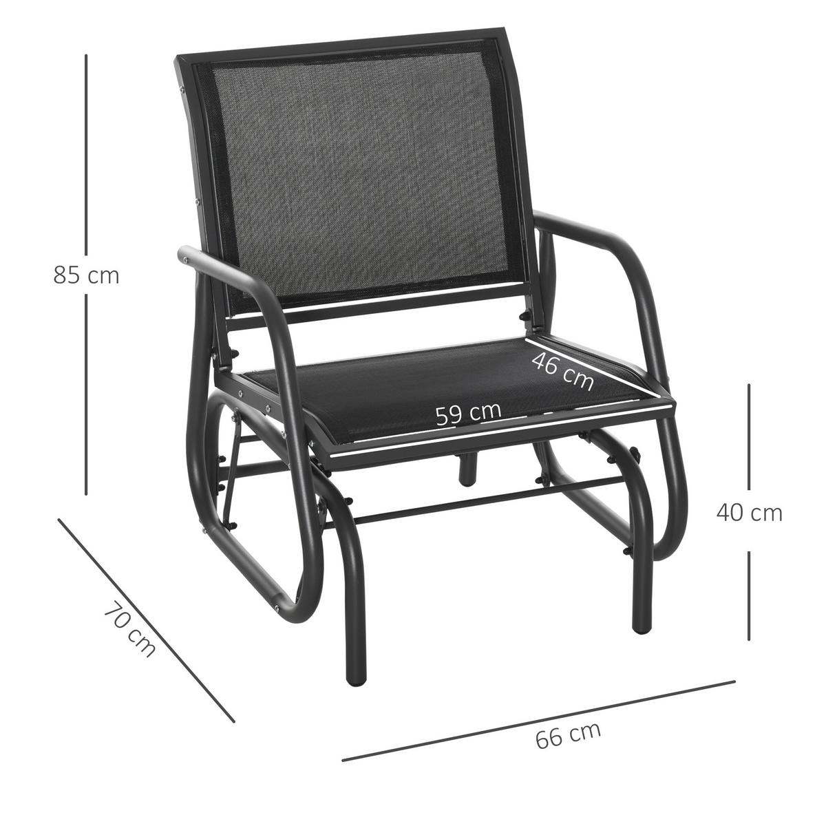 SCHAUKELSTUHL Garten Gartenstuhl Relaxstuhl Gartenschaukel Metall Schwarz - Schwarz, Metall (66/85/70cm) - Outsunny