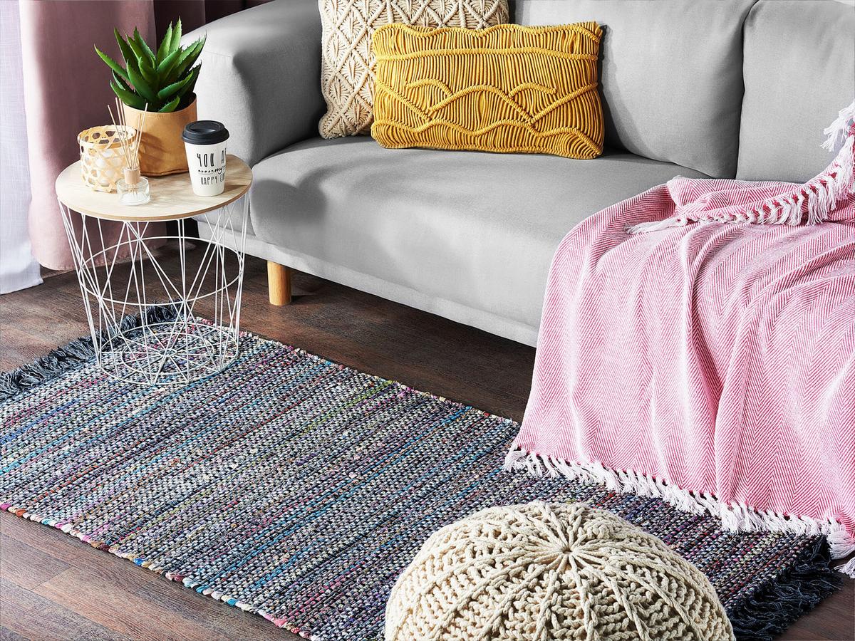TEPPICH geflochten Besni 150/80 cm - Grau, Textil (80/150cm) - Beliani