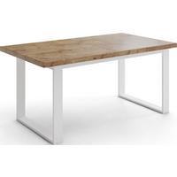 ESSTISCH Sana rechteckig ausziehbar, Lancelot Eiche 160/240/90/75 cm - Eichefarben/Weiß, Holzwerkstoff/Metall (80/200/75cm) - WFL GROUP