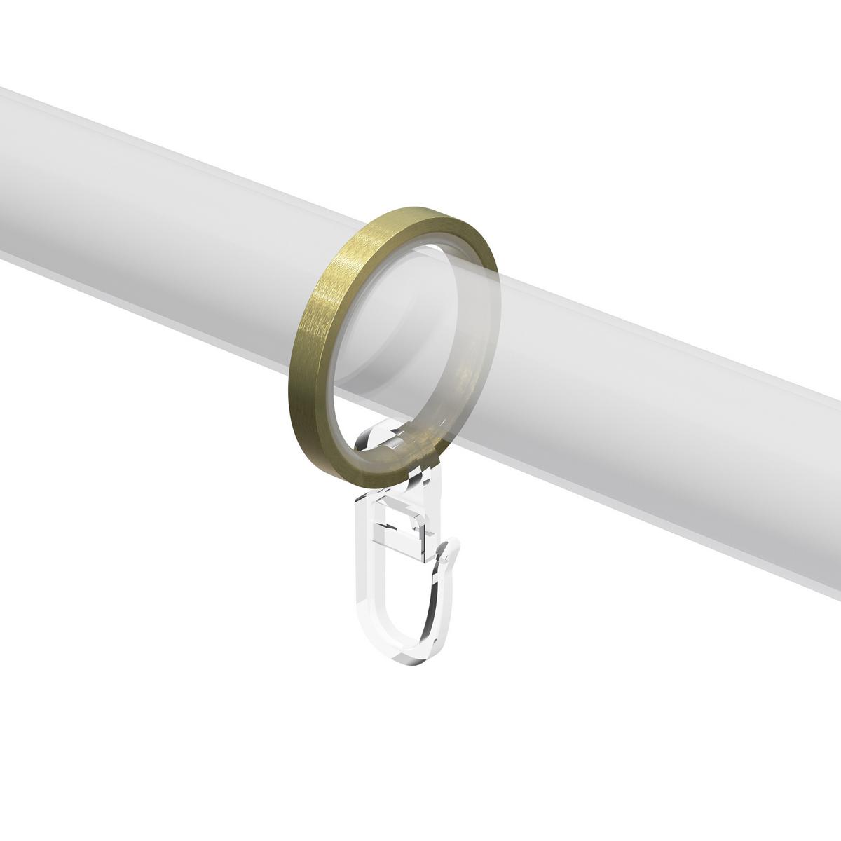 FLACHRINGE MIT EINLAGE UND FALTENHAKEN FÜR GARDINENSTANGEN 20 mm Ø, Messing-Optik, Packung 10 Stück - Messingfarben, Metall (20cm) - INTERDECO