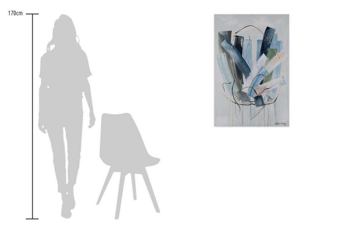 ACRYLBILD HANDGEMALT 60/90 cm - Blau/Grau, Holz/Textil (60/90cm) - KUNSTLOFT