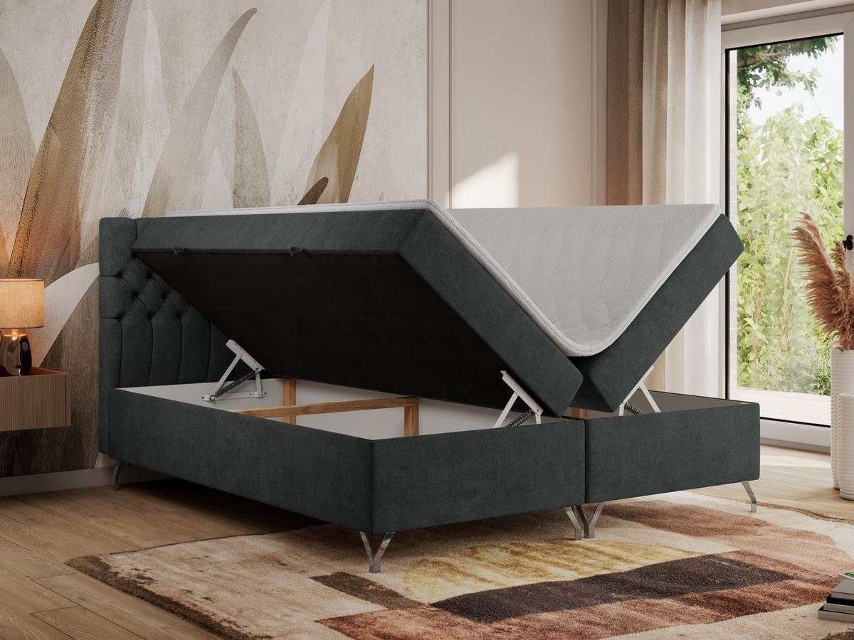 BOXBETT GRIMALDI 200/200 Dunkelgrau Struktur - H3 - Dunkelgrau, Holz/Textil (200/200cm) - MKS