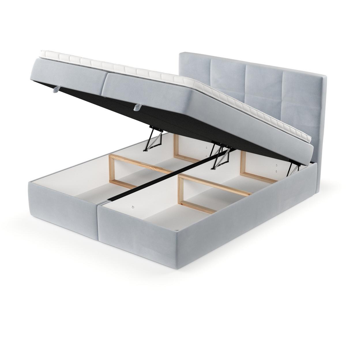 BOXBETT Velto 180/200 cm Hellgrau im Paros Stoff - Hellgrau/Schwarz, Holz/Holzwerkstoff (180/200cm) - AltaBeds
