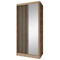 SCHWEBETÜRENSCHRANK Donatello mit 2 Türen und Schubkasteneinsatz, 100 cm, eiche Artisan+Schwarz - Schwarz/Eiche Artisan, Holzwerkstoff (100/205/60cm) - Beautysofa
