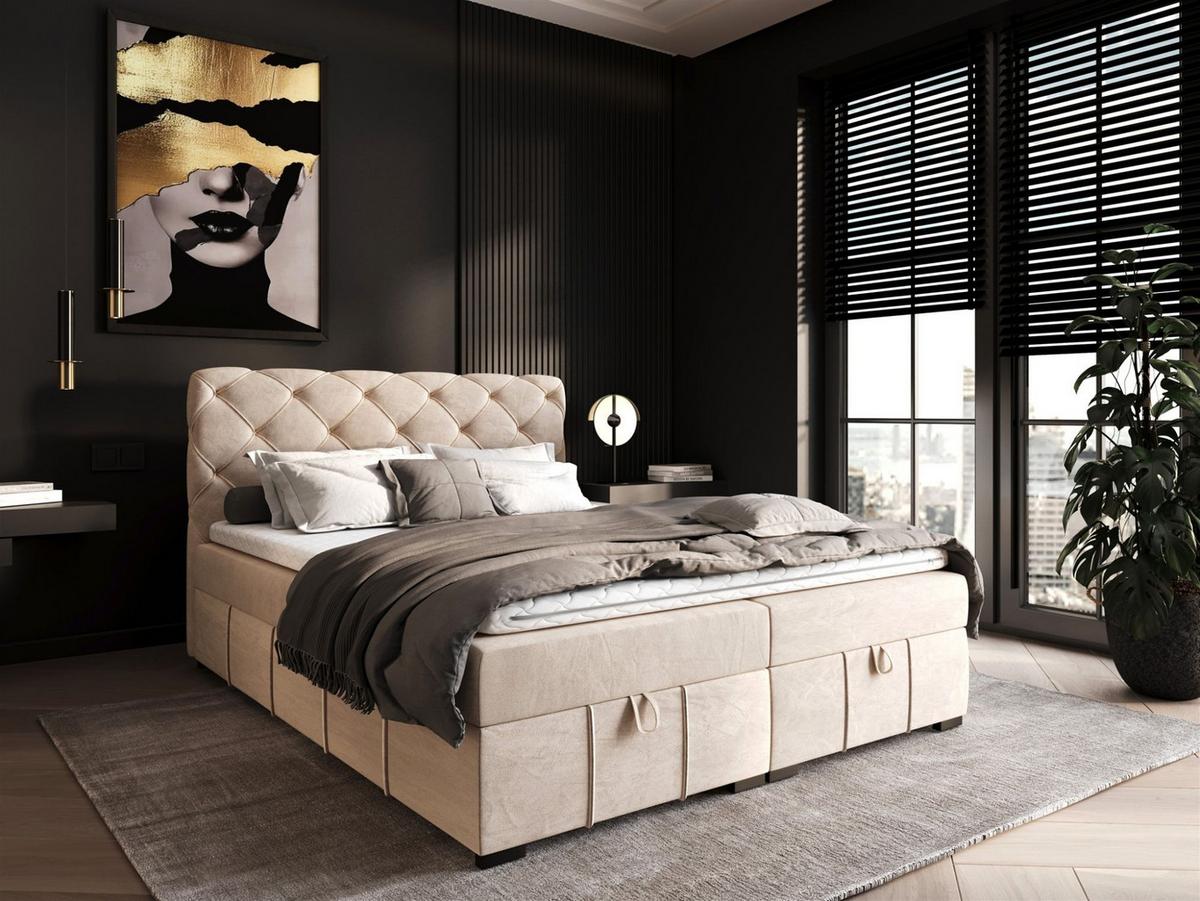 BOXBETT Gisel - Creme, Holzwerkstoff/Textil (120/200cm) - Fun Möbel