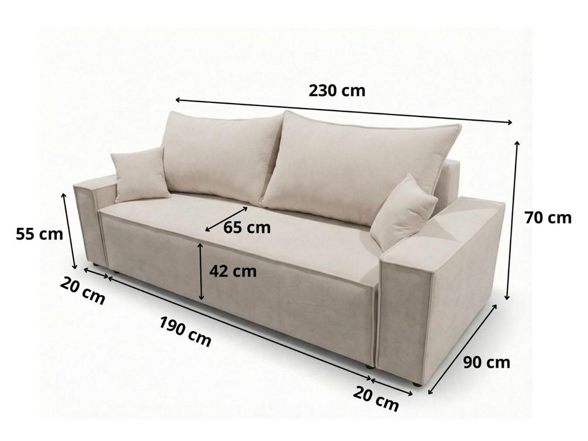 SOFA 230/90/70 Beige Sivra - Beige, Kunststoff/Textil (230/70/90cm) - Graingold