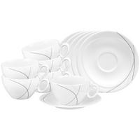 FRÜHSTÜCKSTASSEN MIT UNTERTASSEN Trio Highline weiß-grau 390 ml 6er Set - Weiß/Grau, Keramik (0.39L) - Seltmann Weiden