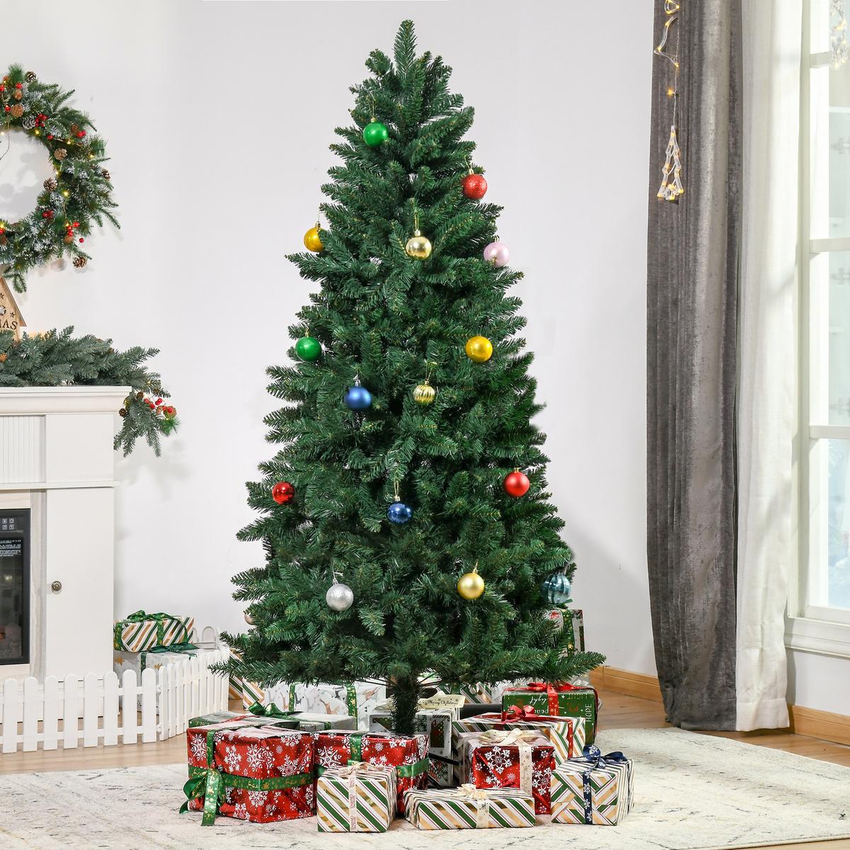 KÜNSTLICHER-WEIHNACHTSBAUM 180 cm Kieferbaum künstlich mit 724 Zweigen - Grün, Kunststoff (180cm) - HOMCOM