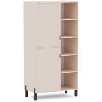 BÜCHERREGAL Cortina mit 2 Türen und 4 offenen Regalen, links, Sandbeige - Sandfarben/Schwarz, Holzwerkstoff (80.5/155.5/45cm) - Beautysofa