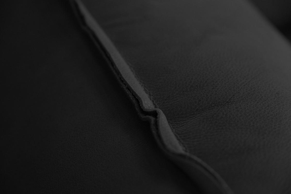HOCKER DAVITO Schwarz Leder - Schwarz, Leder (102/46/65cm) - KAWOLA
