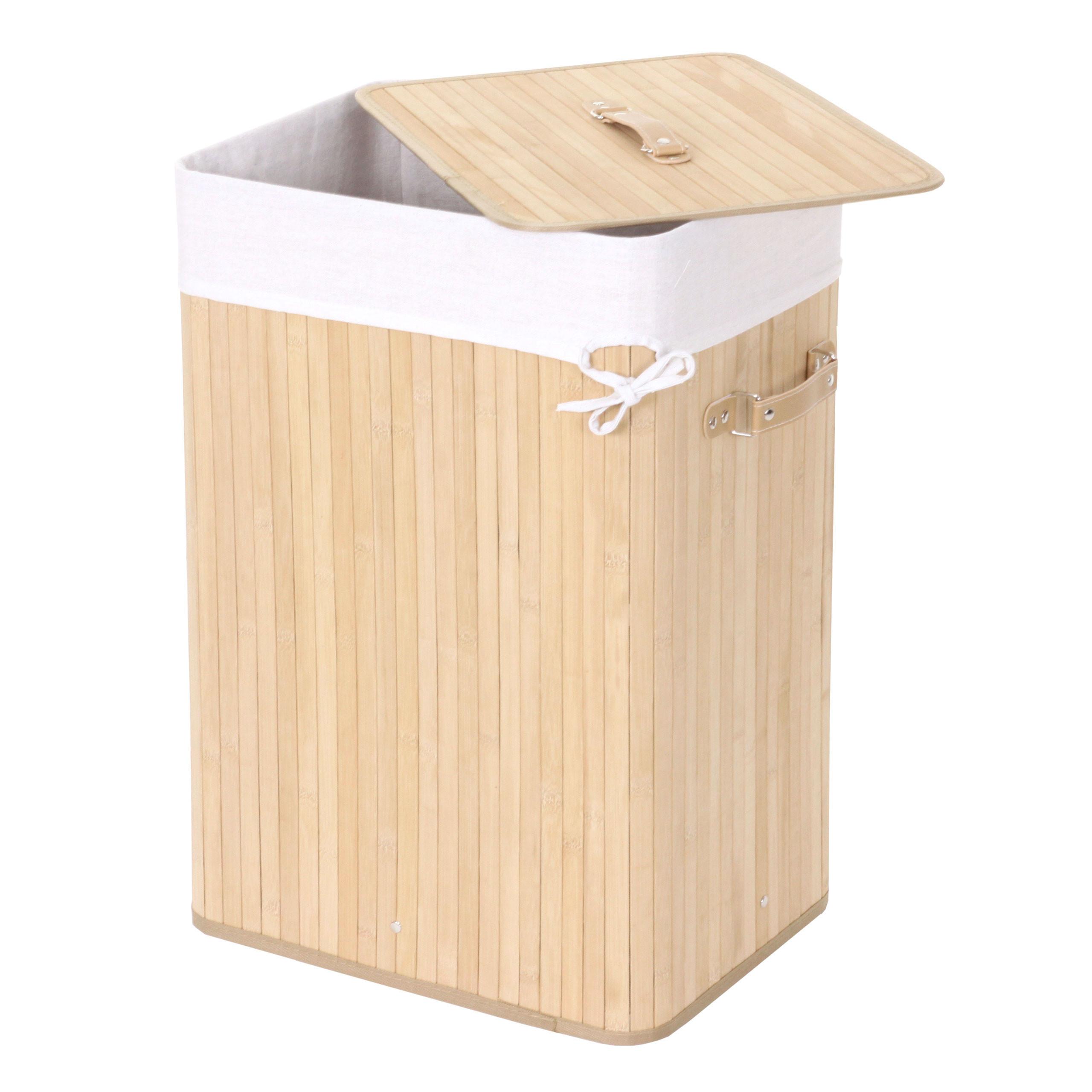 WÄSCHEKORB Buche Dekor, Cremeweiß - Buchefarben/Creme, Holz (43/61/32cm) - MCW