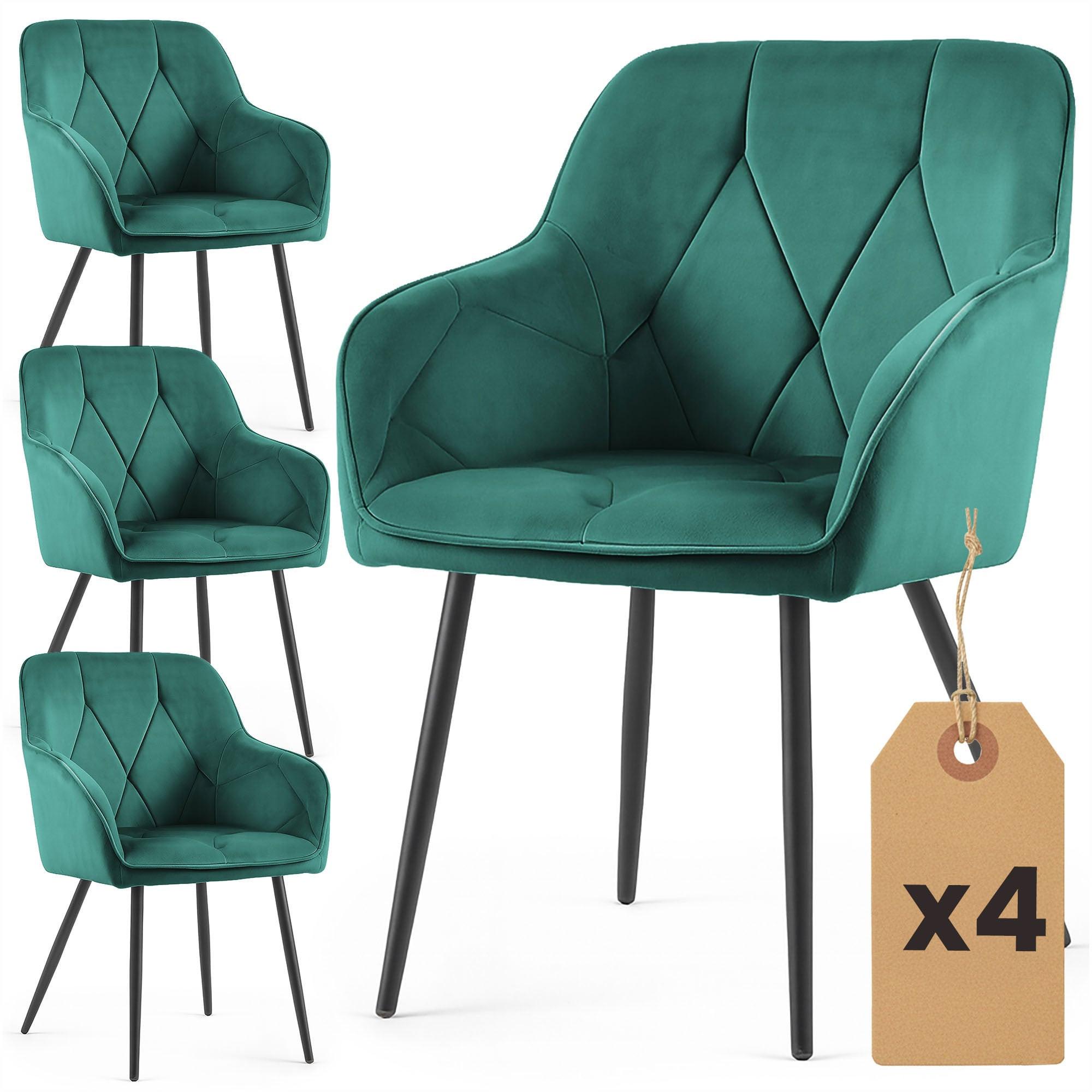 POLSTERSTUHL 4er Set, Metallbeine Grün, Schwarz 54,5/82,5/58 - Schwarz/Grün, Textil (55/83/50cm) - RAUMHIRSCH FURNITURE