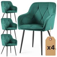 POLSTERSTUHL 4er Set, Metallbeine Grün, Schwarz 54,5/82,5/58 - Schwarz/Grün, Textil (55/83/50cm) - RAUMHIRSCH FURNITURE
