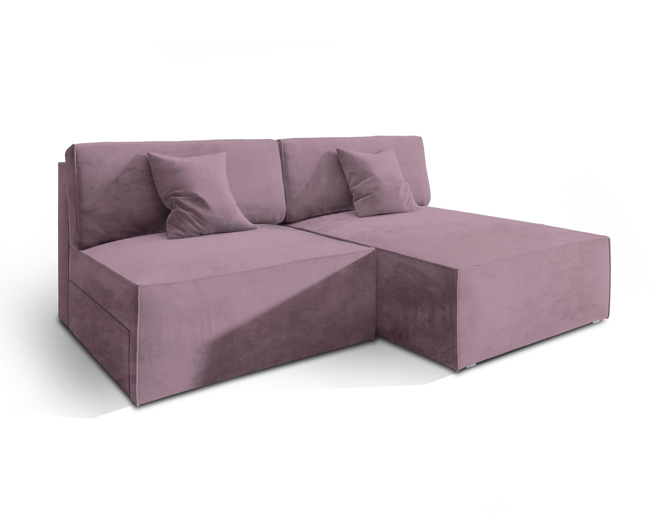 ECKSOFA FIORO M Lila Velours-Stoff mit Schlaffunktion - Lila/Grau, Holz/Kunststoff (204/148cm) - MASSENO