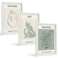 BILDER SET 3er Set - 40x60 cm Weißer Rahmen - Matisse Grün Beige Poster - Weiß, Kunststoff (40/60cm) - TULUP